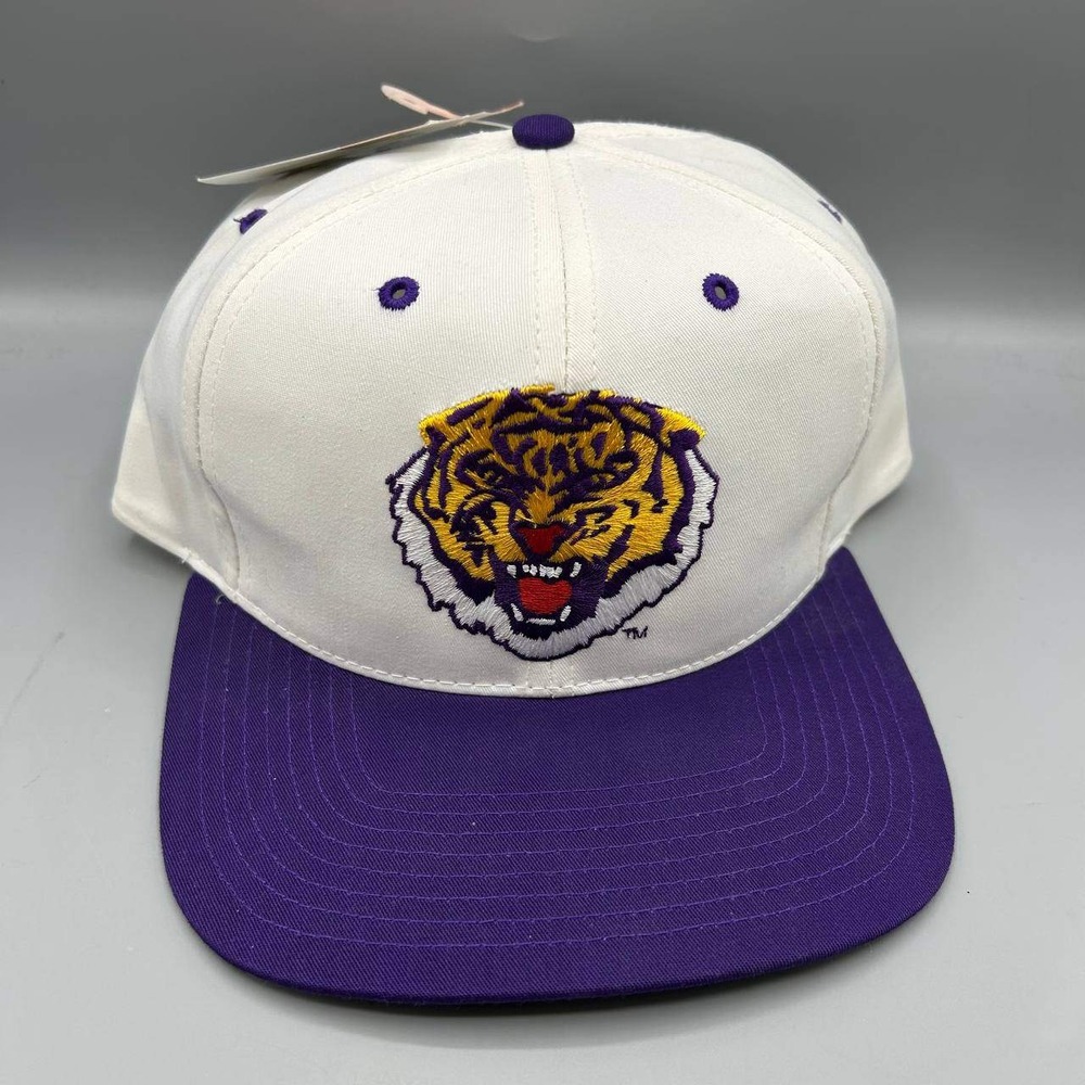 Vintage LSU Tigers NCAA Hat Men White Purple Twins Enterprise Snap Back Cap New
